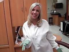 Hawt blonde dentist begins getting her raiment off then goes on her knees and begins to engulf a dick. What will this impressive hottie do next? And in what ways shall that babe get fucked? Will that babe be drilled on the floor?