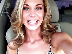 This sexy babe entered a sexshop and discovered a nice vibrator. This babe doesn't waste time and starts playing with her vagina using her recent toy in the car. Look at that cunt, will that babe receive the real thing after playing and getting wet? Is a guy going to fill her twat with his cock and maybe with some sexy semen?