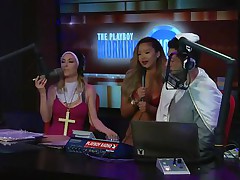 The hosts this day are wearing holy outfits. The blonde female host looks so hot dressed like a hot nun, and likewise the male host as a hot monk. Other slut tells a story about her night out in the club and her experience with a man. They pledge her of her sins and splash her with water! Check it out.